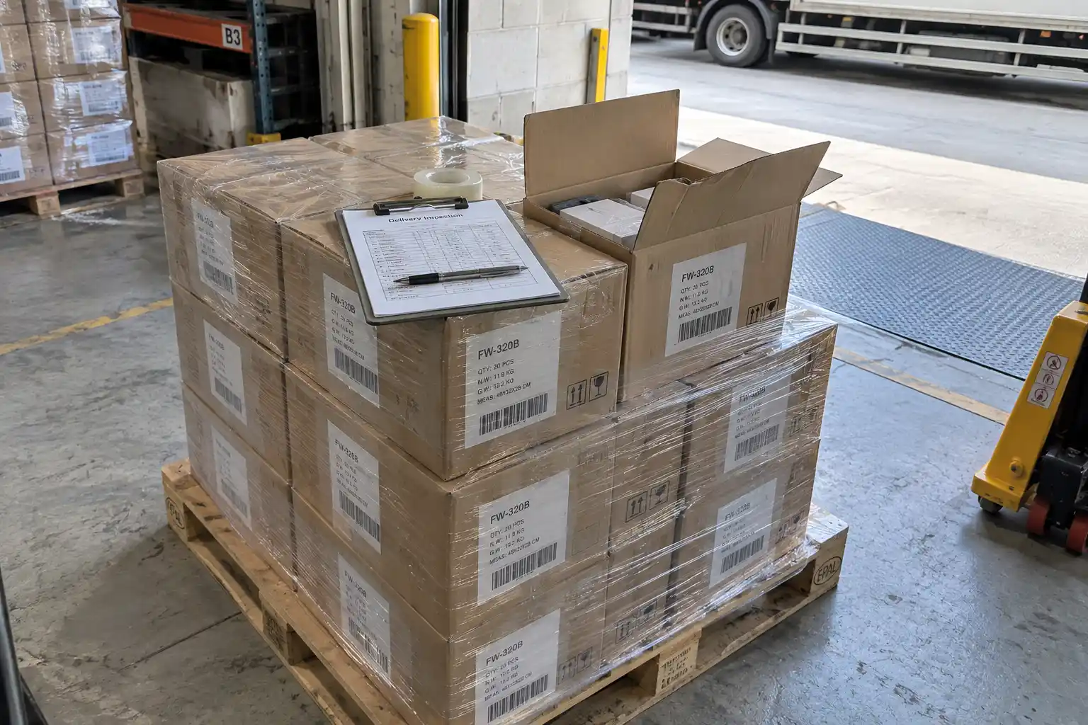 RFID equipment being evaluated during a warehouse receiving workflow
