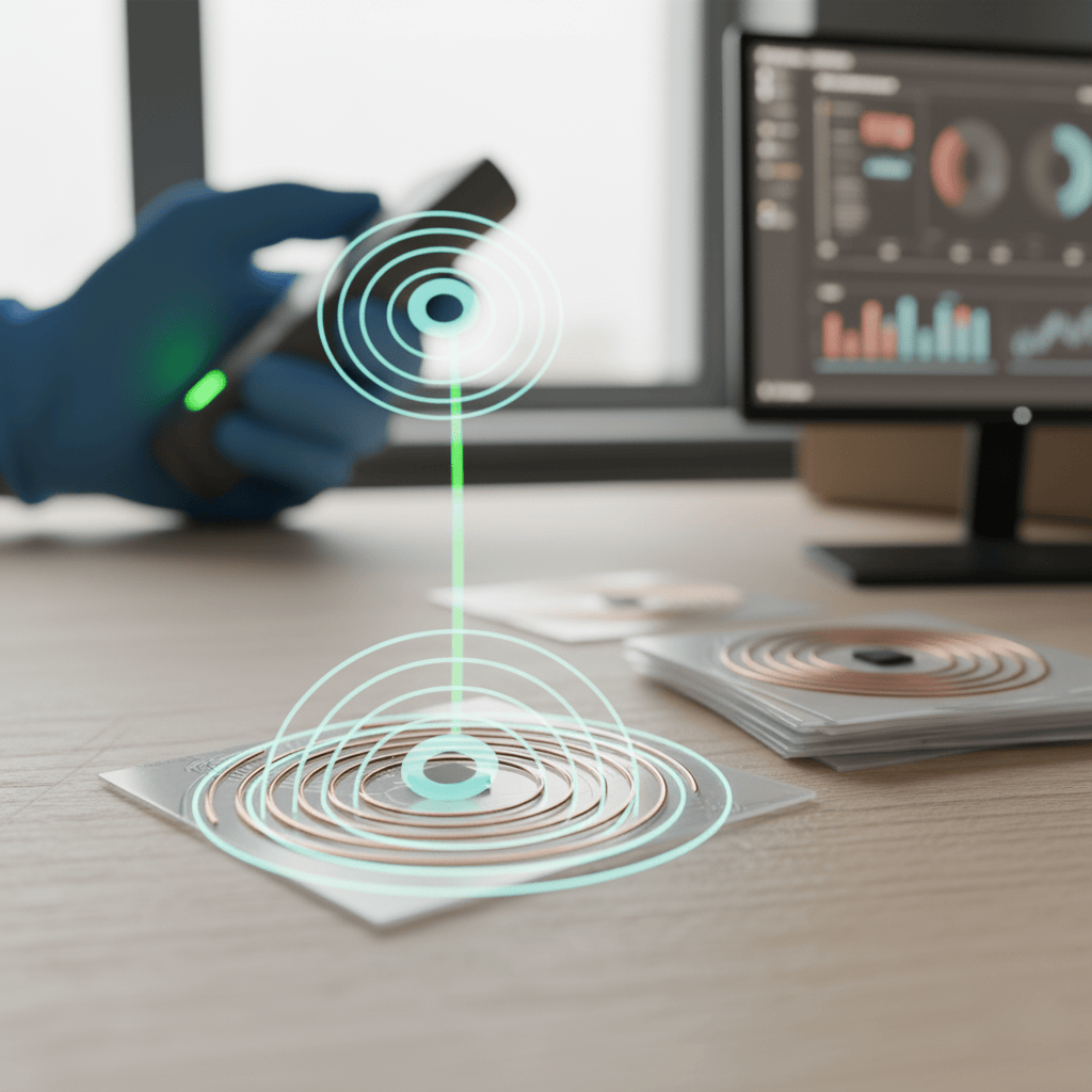 An RFID reader scanning a tag