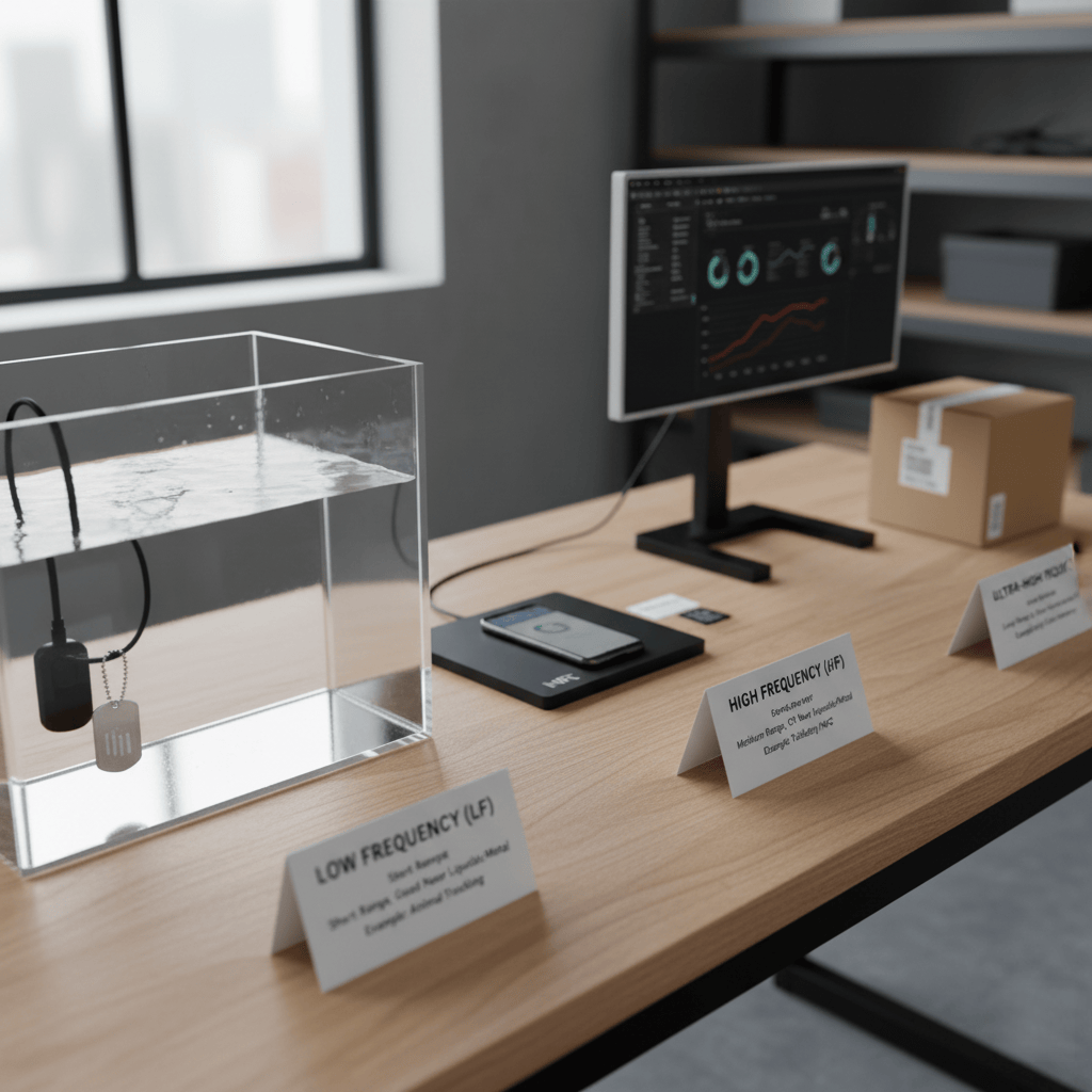 Diagram showing different [RFID frequency](https://rainrfid.org/wp-content/uploads/2021/04/RAIN_RFID_Lessons_learned_from_the_field.pdf)<sup id=