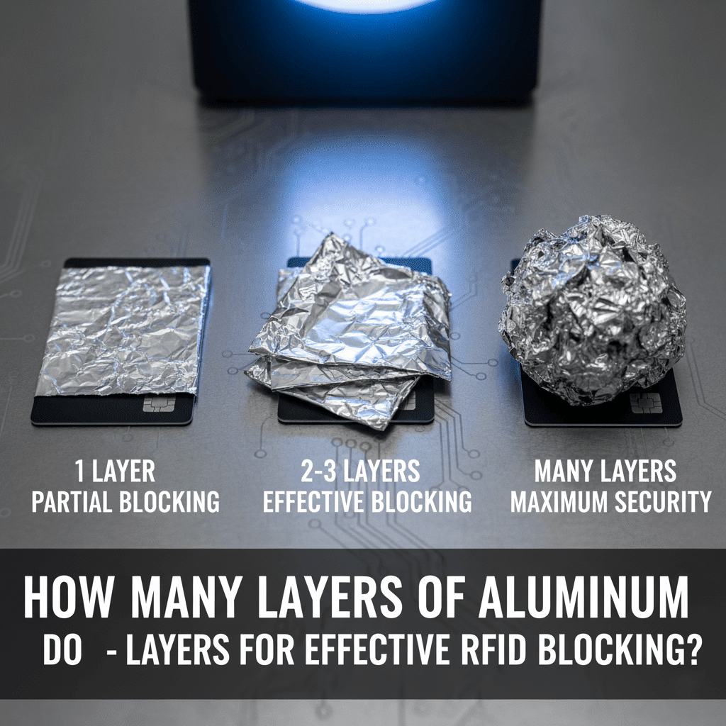 A person wrapping an RFID card in aluminum foil