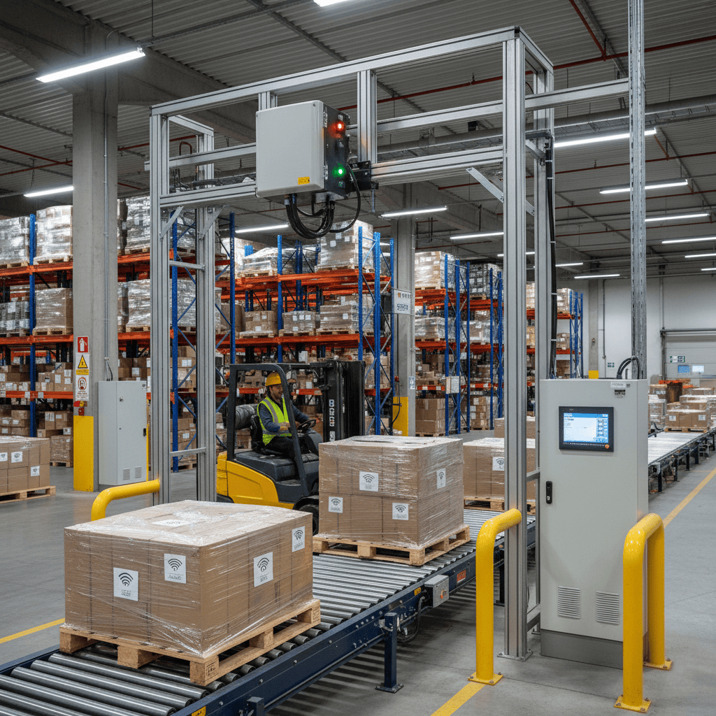 A collection of different types of RFID readers on a workbench