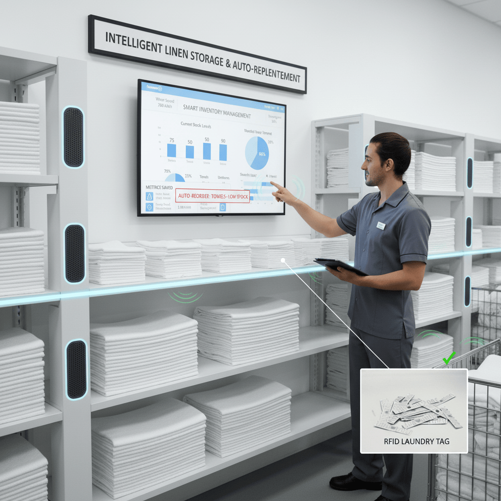 RFID chip on a hotel towel