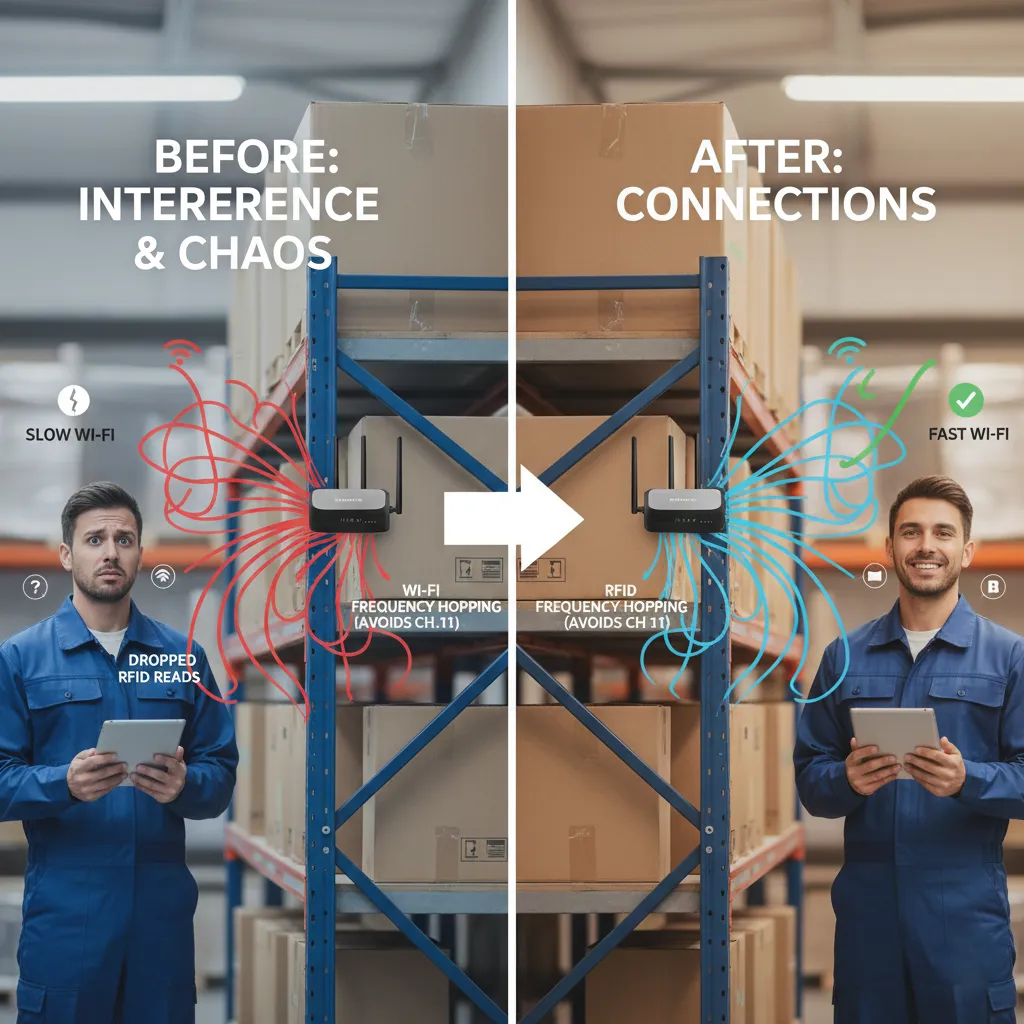 Diagram showing RFID and Wi-Fi signal overlap