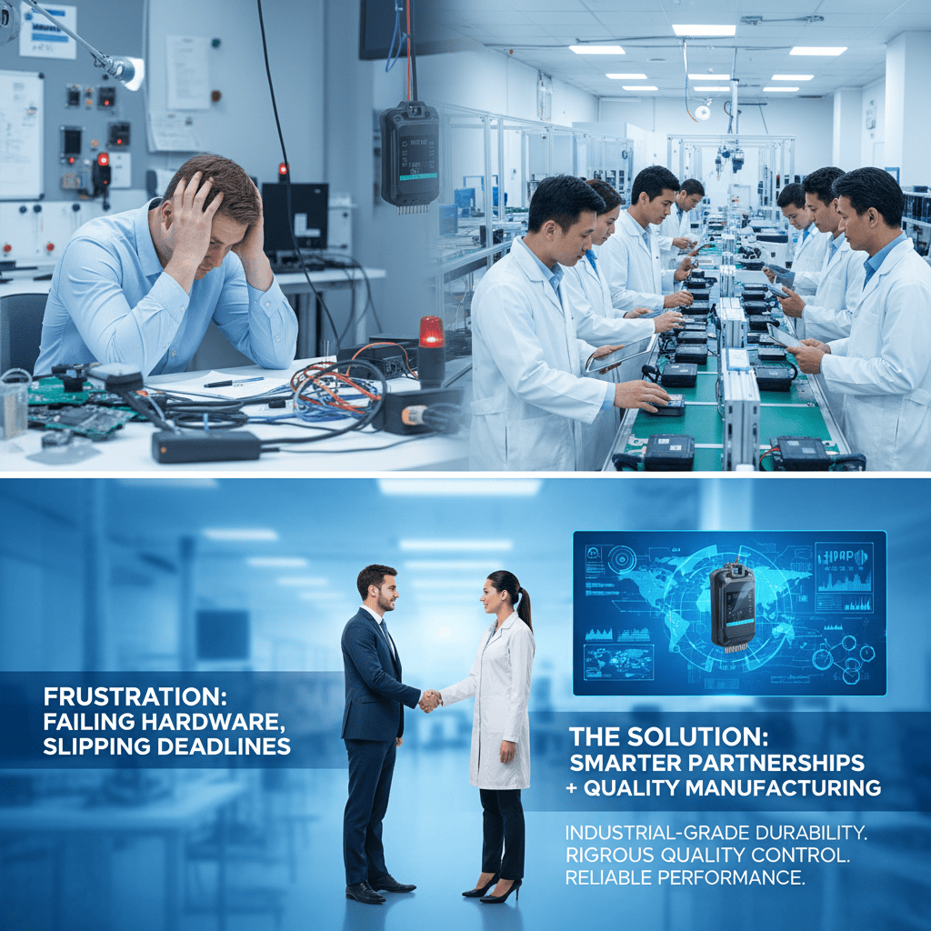 A close-up shot of a durable, industrial-grade RFID tag