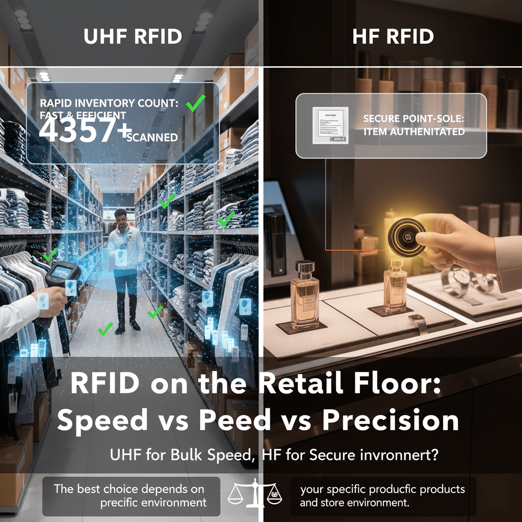 RFID reader scanning retail inventory quickly