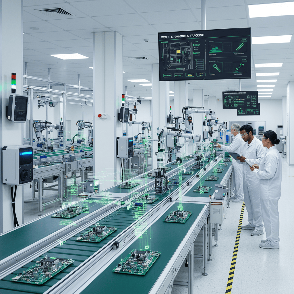 An RFID tag attached to a component on a manufacturing assembly line