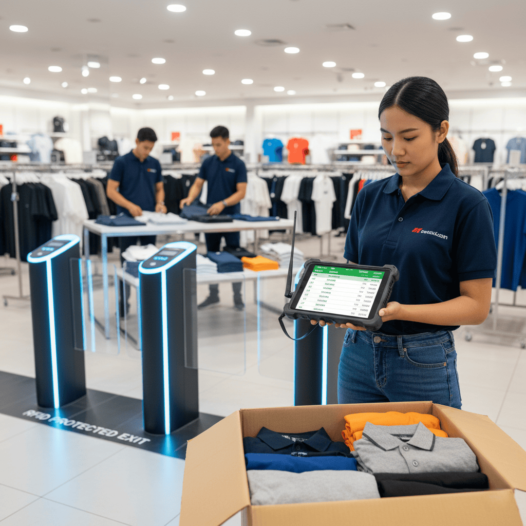 RFID tag being scanned in a retail store