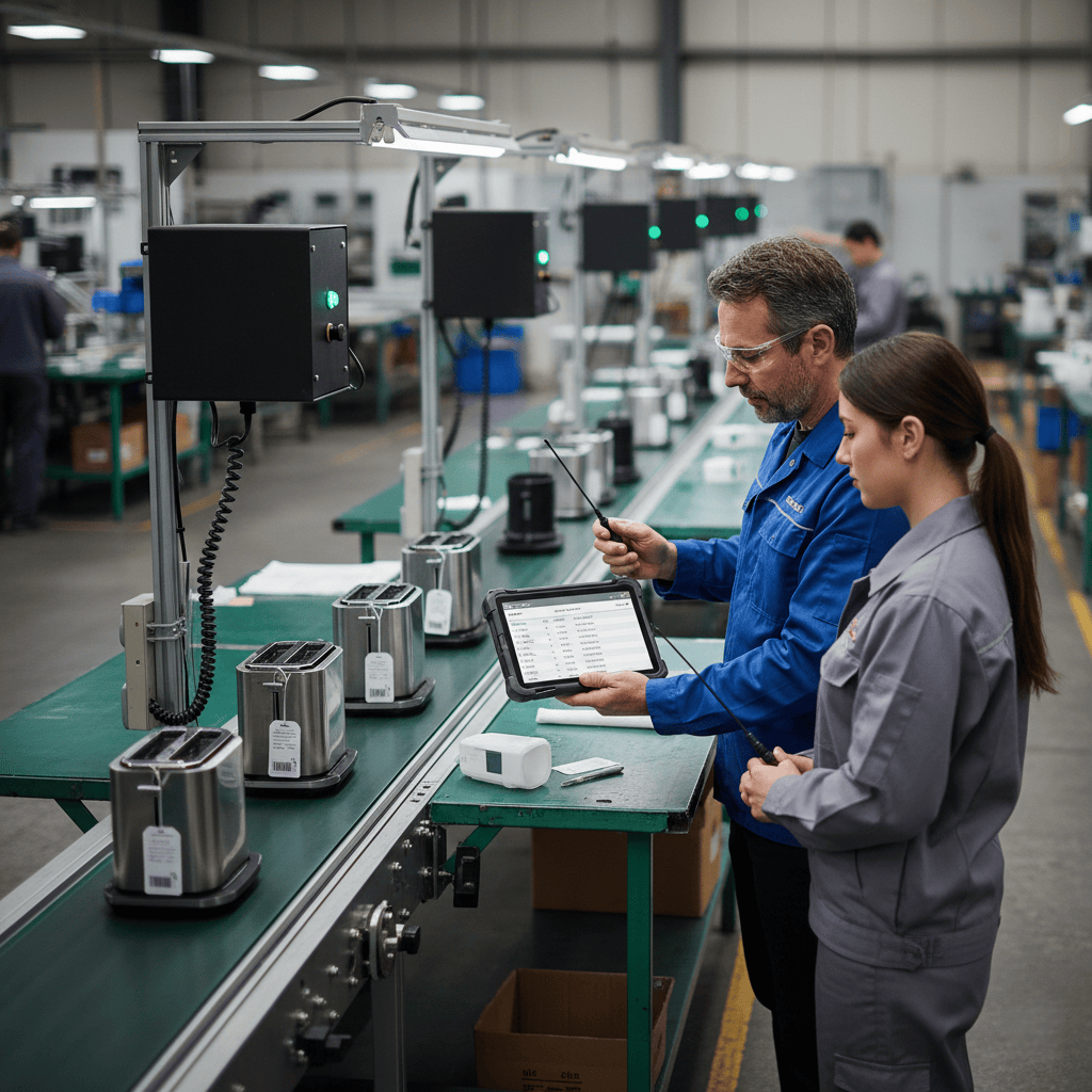RFID tag on an automotive part on an assembly line