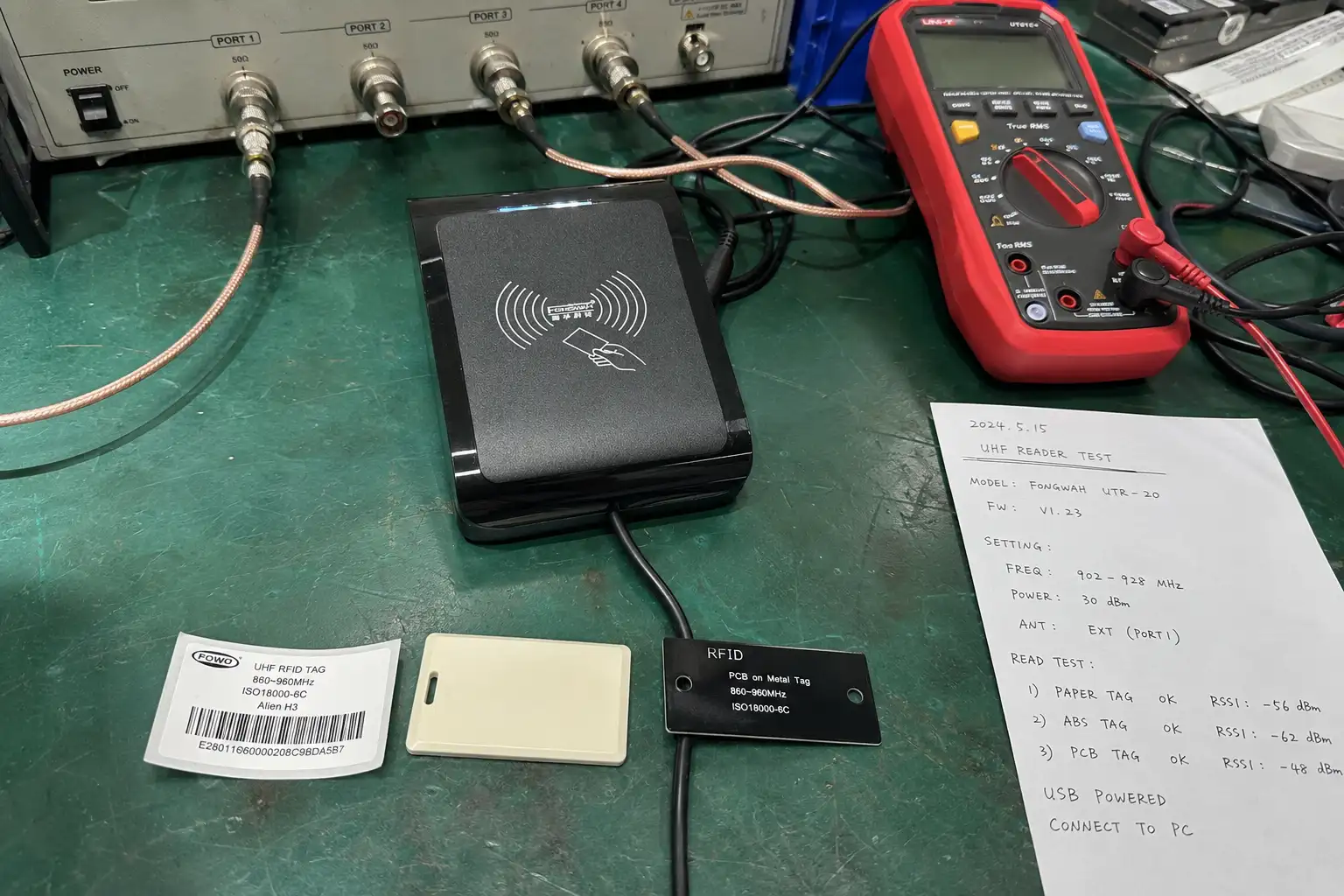 An RFID reader scanning various tags, demonstrating modern technology