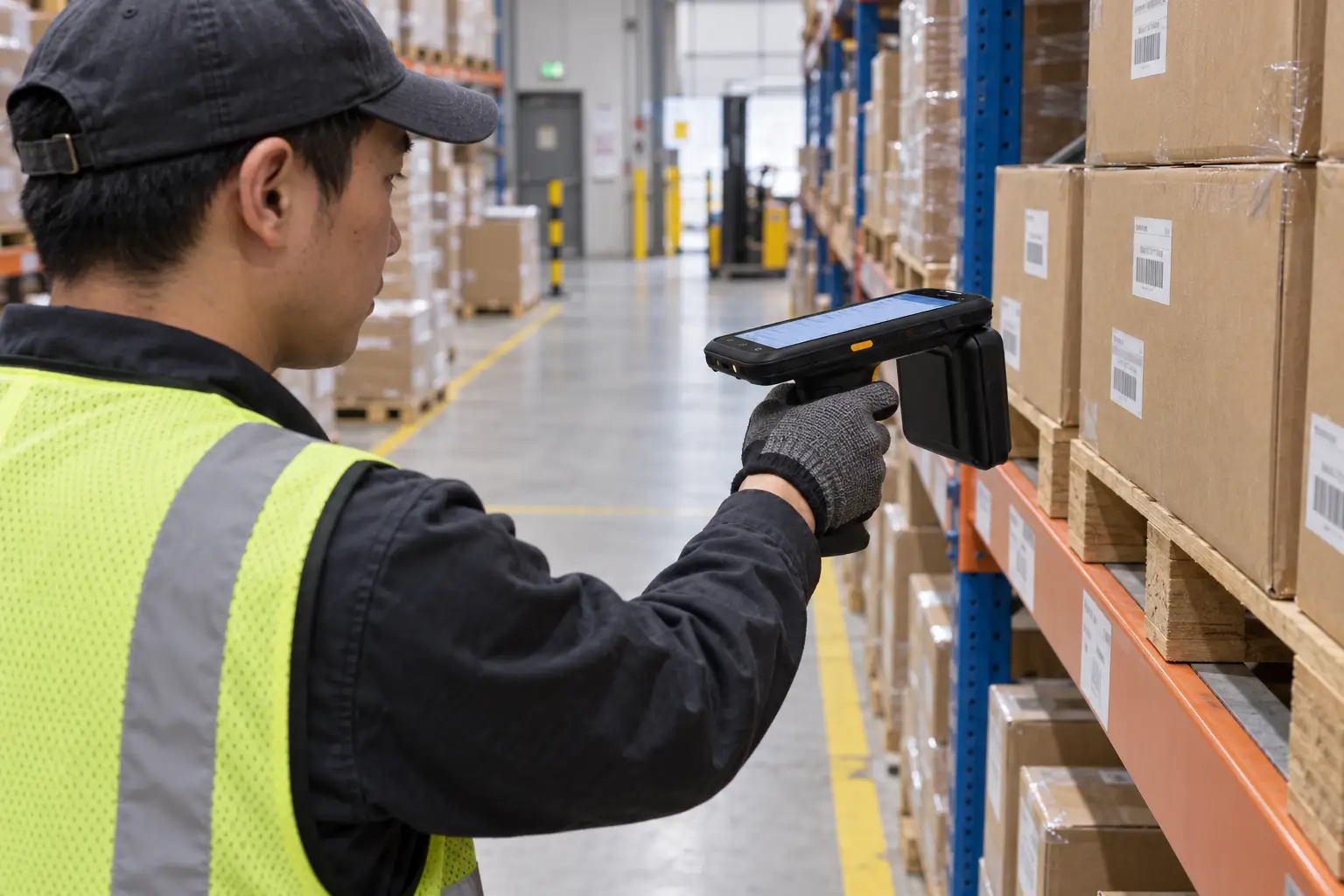 Handheld operator performing an RFID shelf inventory
