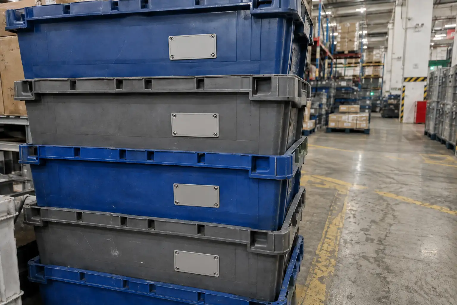 RFID tags on reusable plastic totes