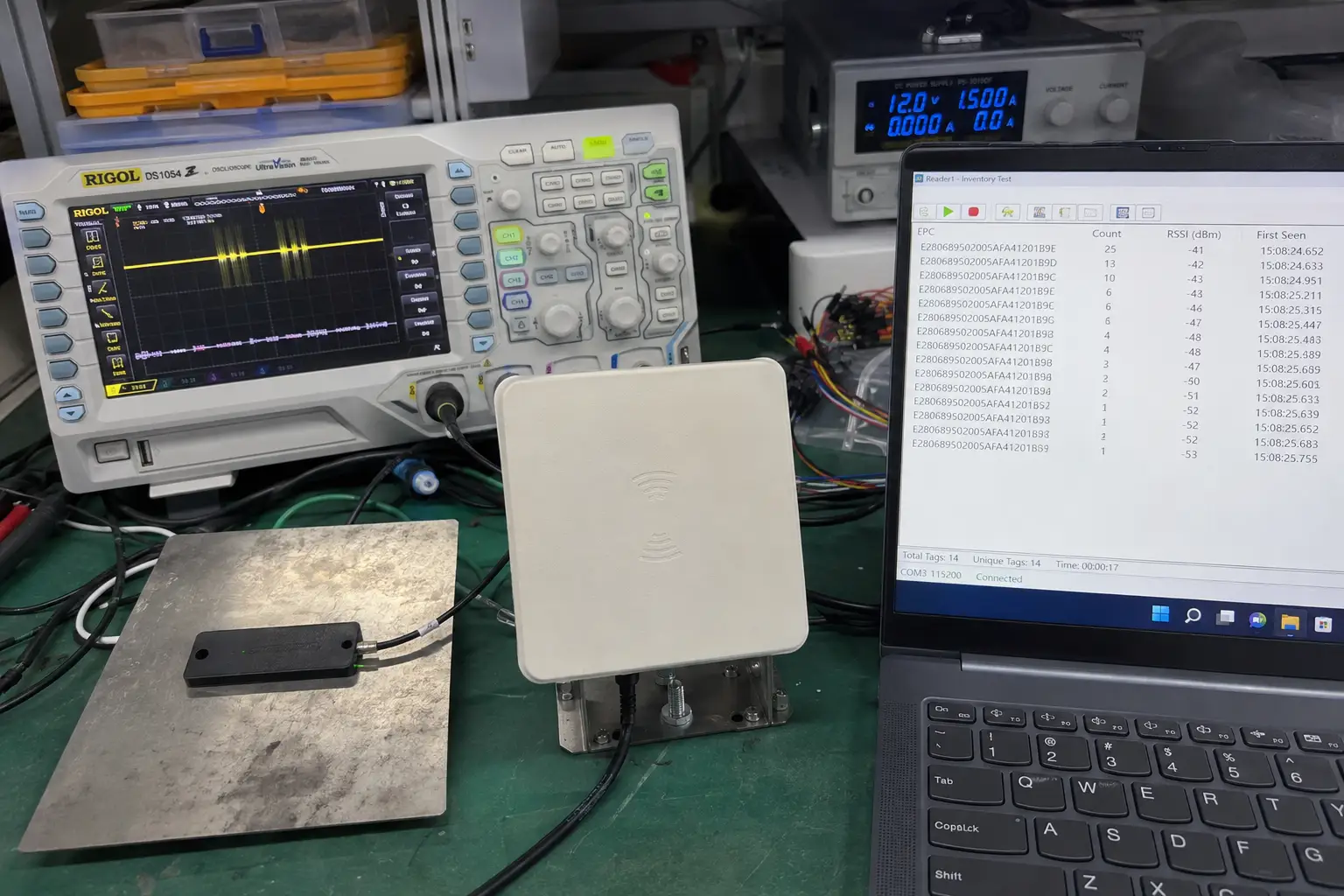 Core components of an RFID system: tag, reader, and antenna
