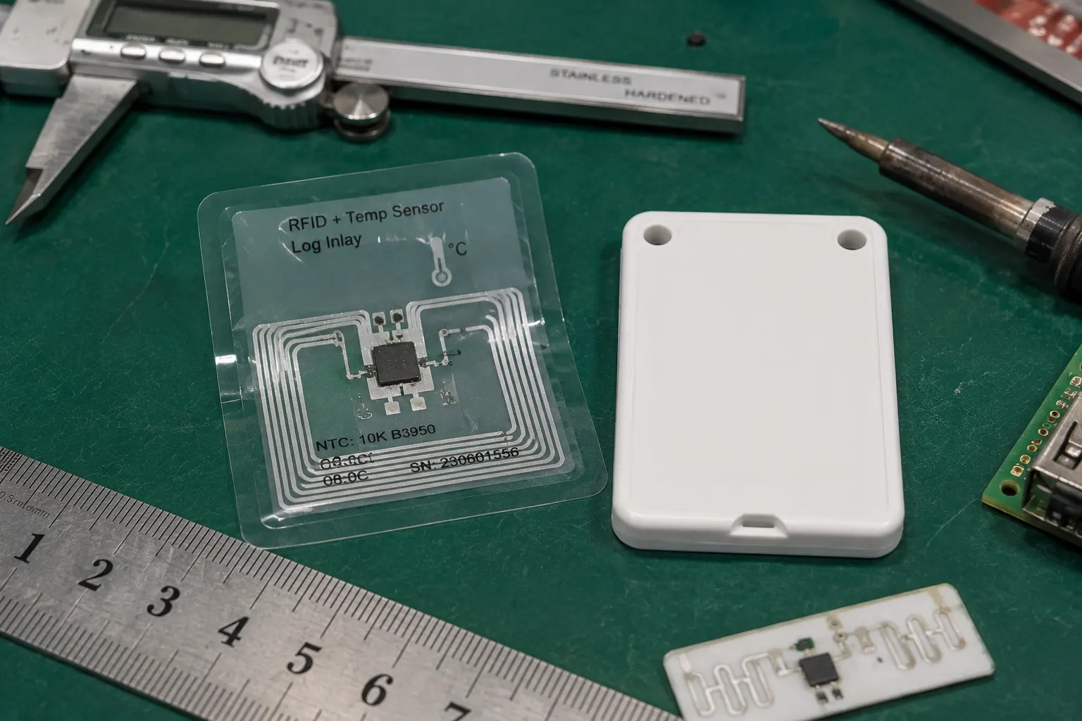 An RFID tag with integrated sensor graphics for temperature and humidity