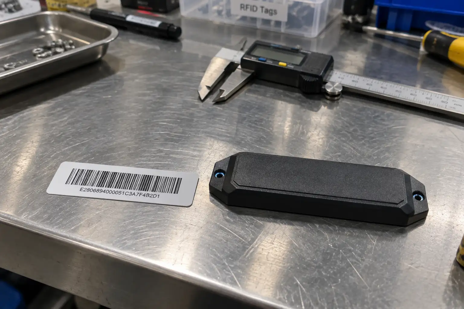 Comparing a standard RFID tag with a special on-metal RFID tag