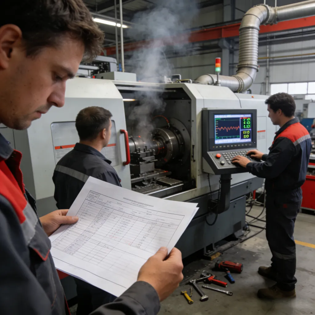 Technician comparing RFID tag and NFC chip specs