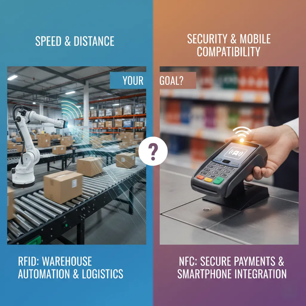 Manager looking at decision matrix for RFID NFC