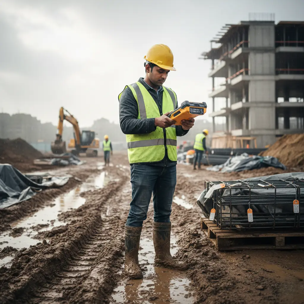 Anti-metal RFID tag on steel pipe