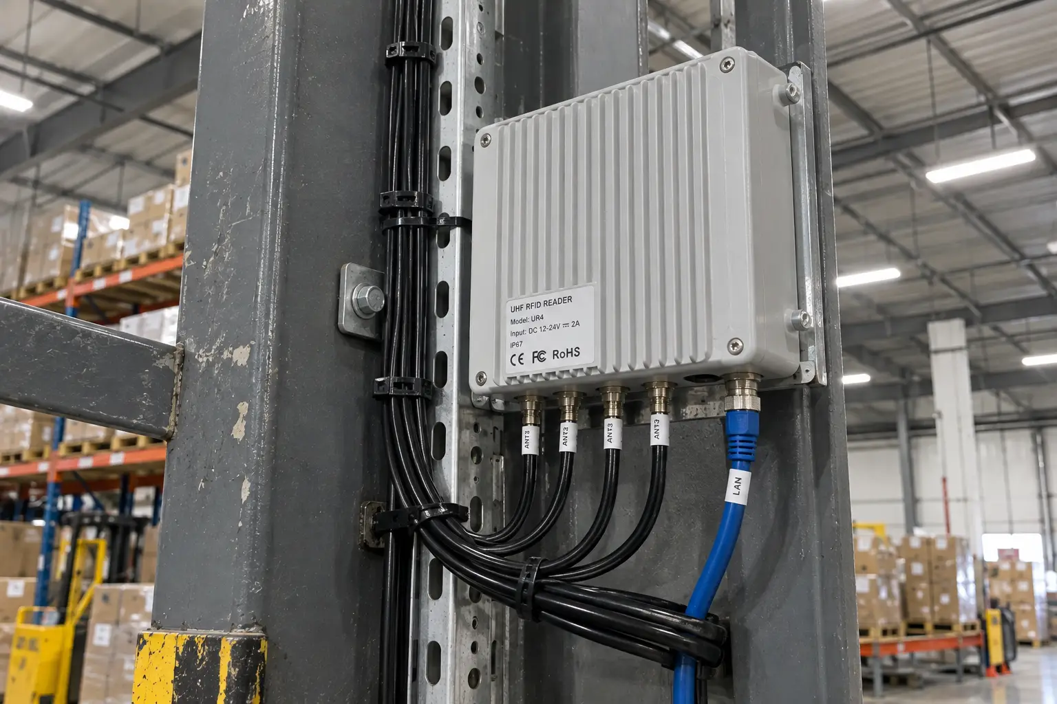 RFID Reader and Antenna setup connected