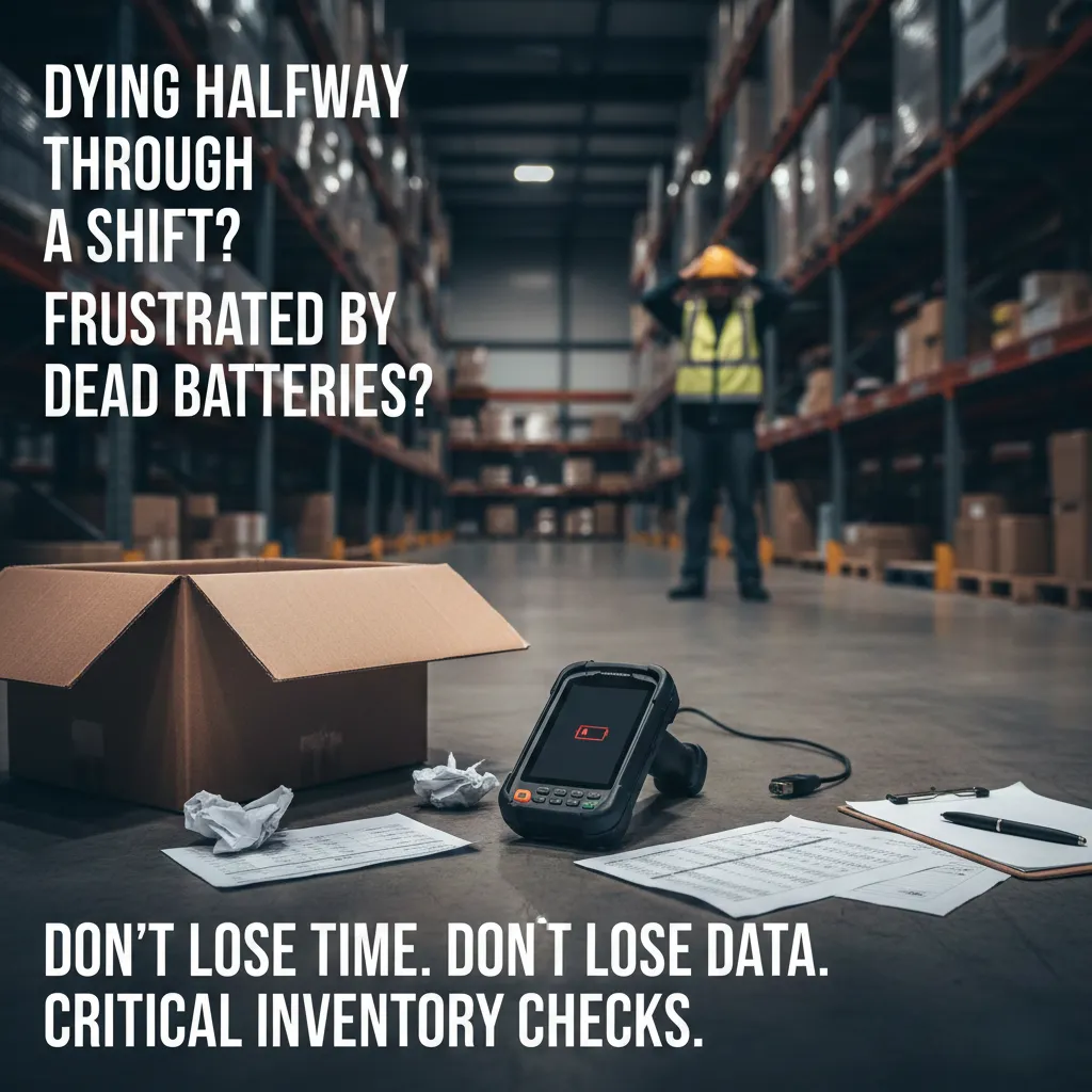 handheld rfid reader showing low battery warning