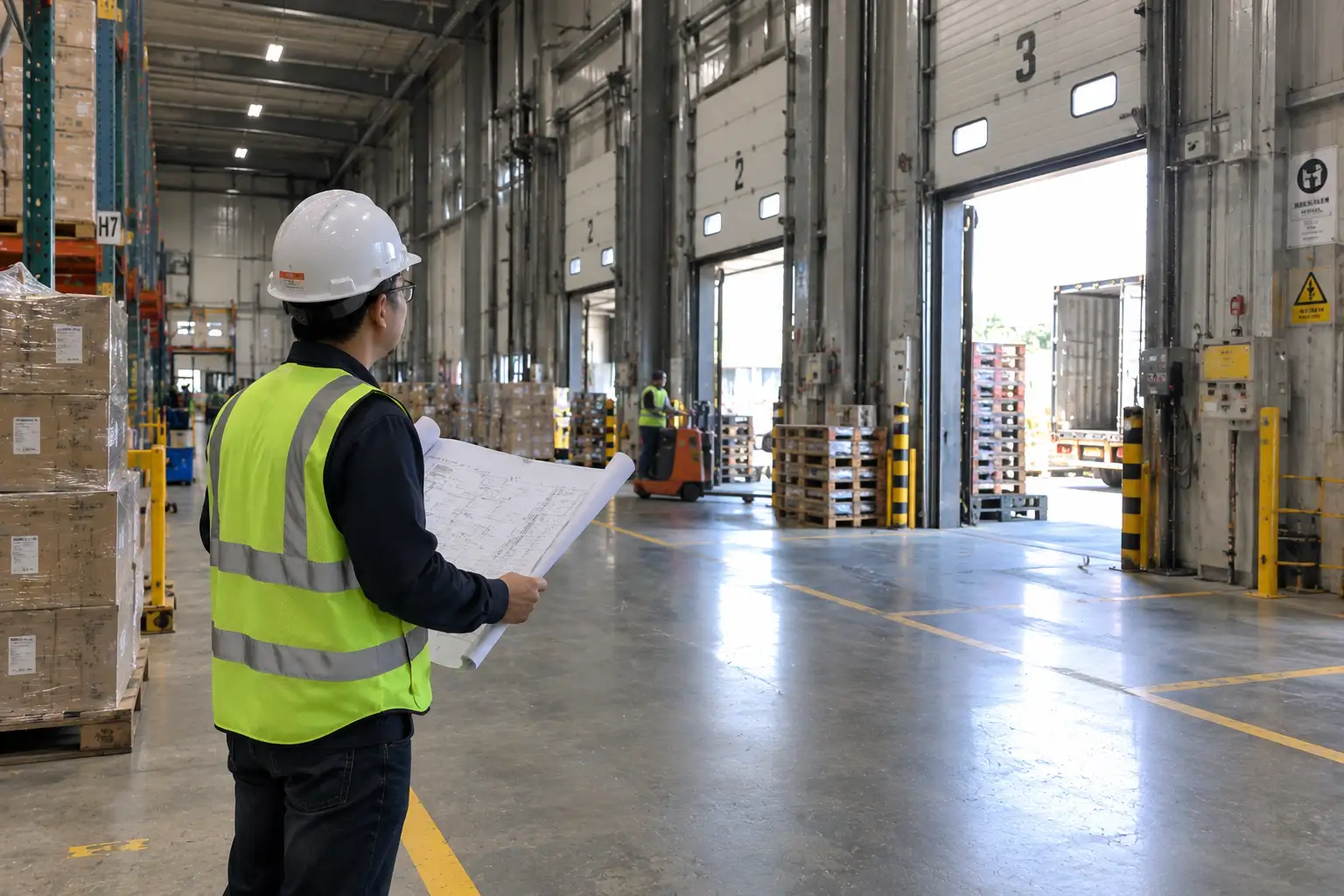 Engineer analyzing RFID system plans
