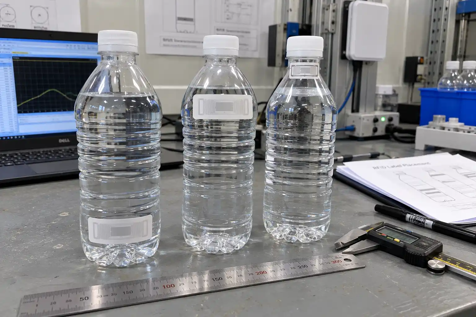 UHF RFID tag placement on water bottles