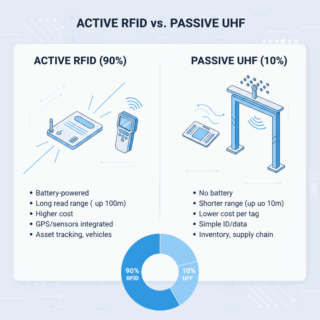 Active vs Passive RFID comparison chart