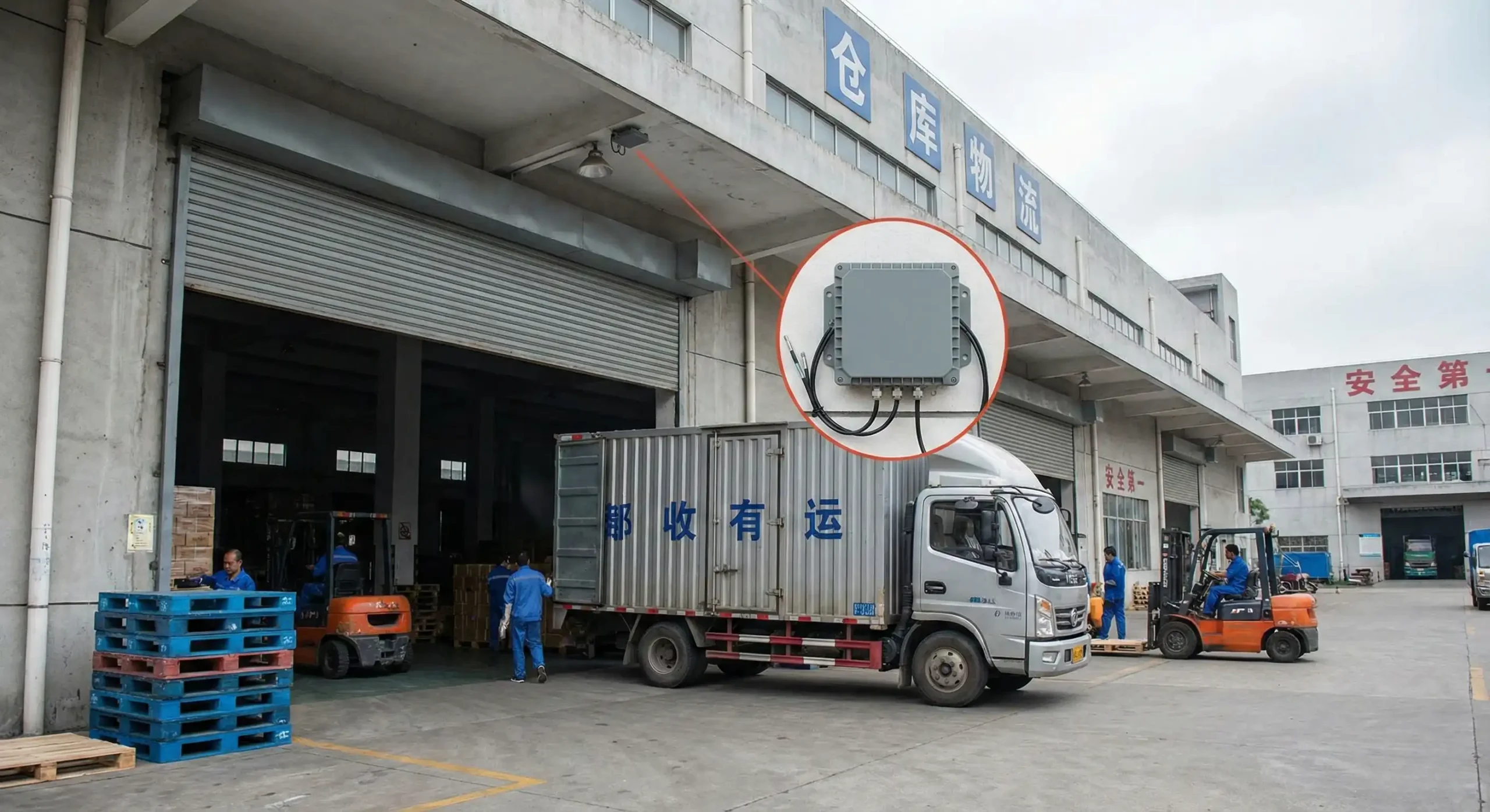 fixed rfid reader mounted on warehouse dock door