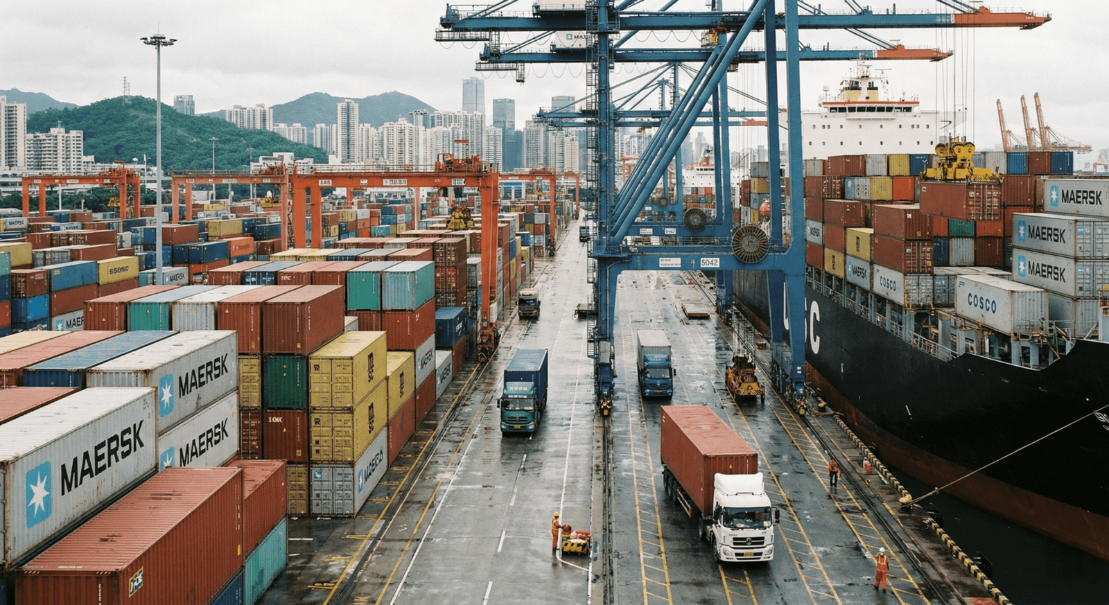shipping containers at shenzhen port