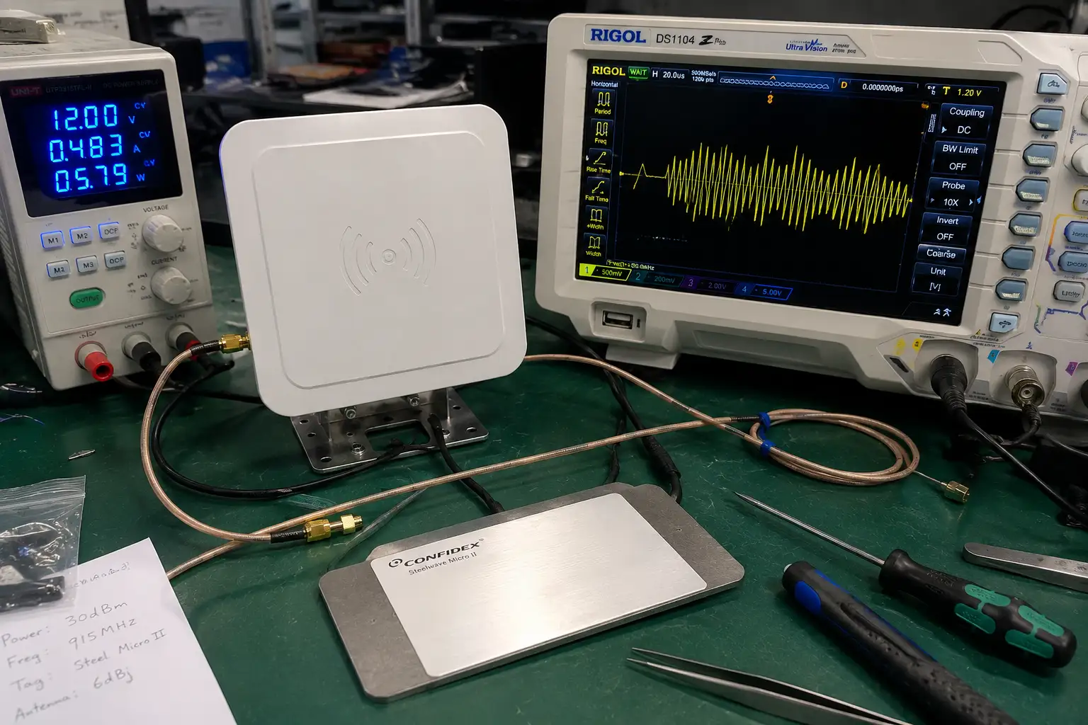 schematic view of rfid reader and tag interaction