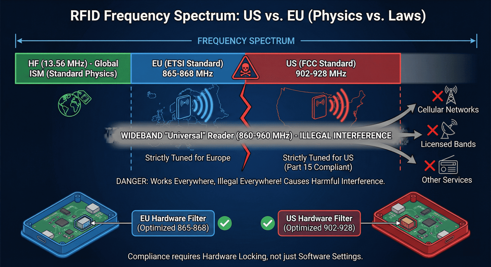 Frequency spectrum chart US vs EU
