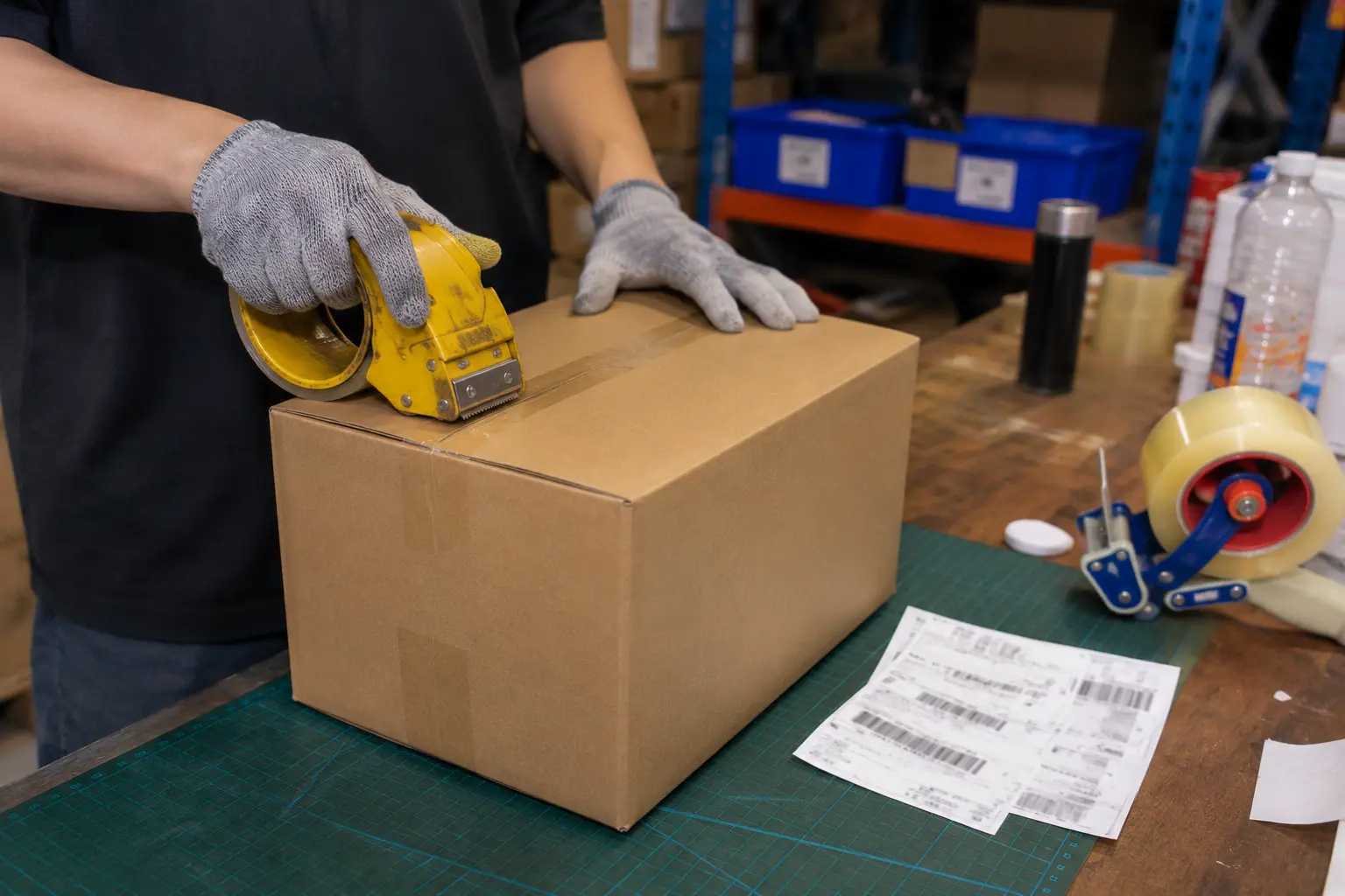 Desktop UHF reader at warehouse workstation