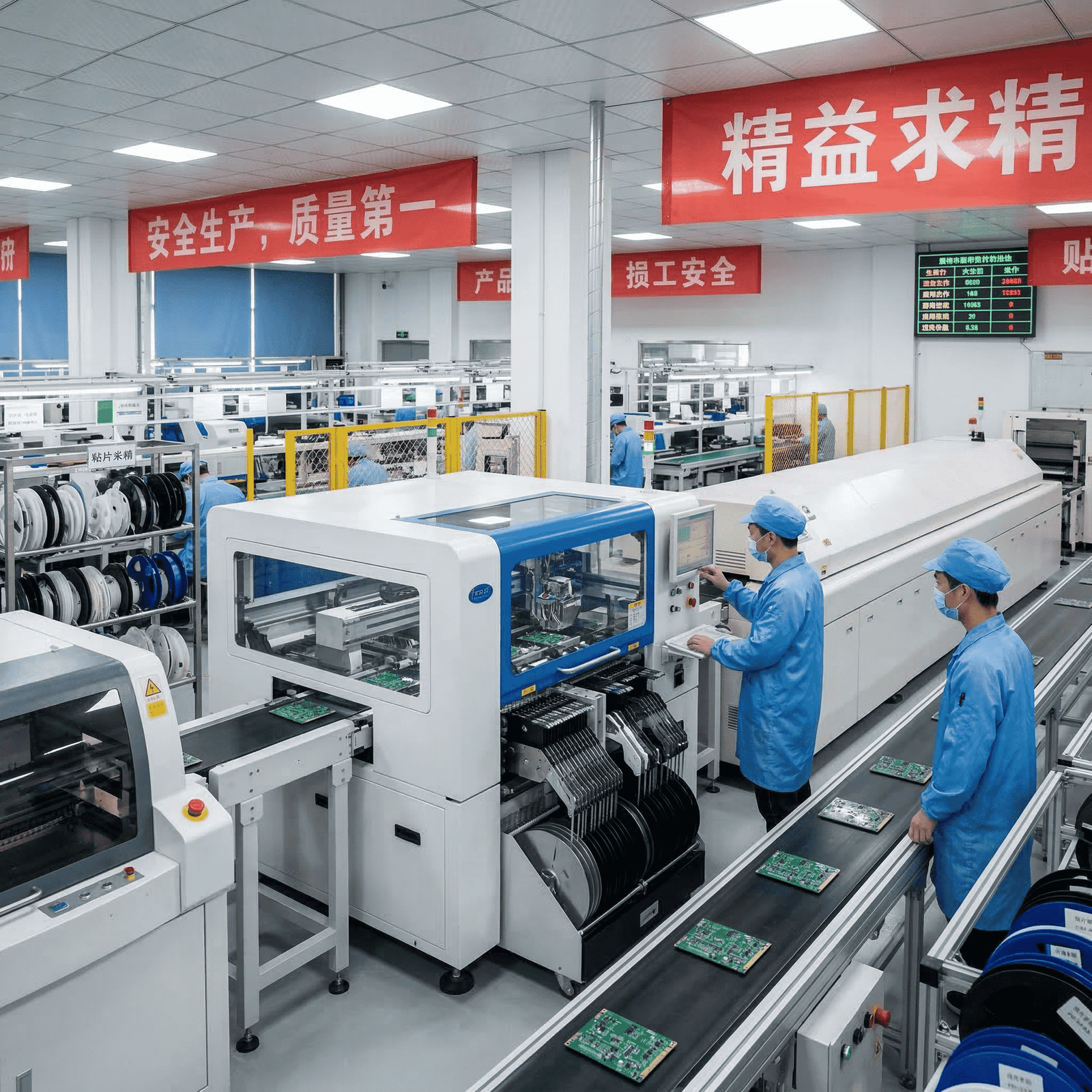 OEM RFID reader factory production line demonstrating component-level manufacturing and cost control for system integrators.