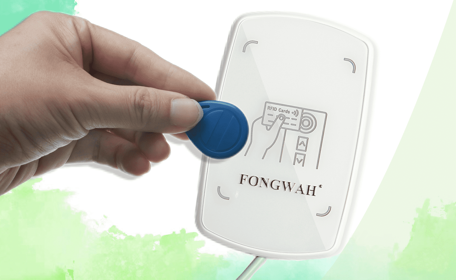 Desktop UHF encoder issuing and initializing RFID tags at a bench