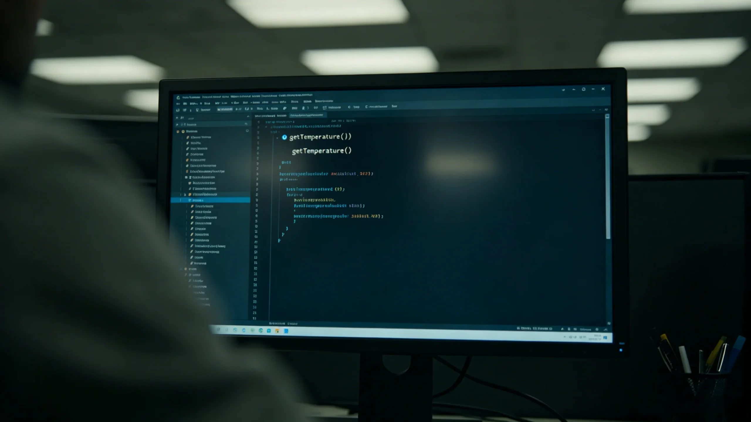 Screenshot of a conceptual SDK interface or code snippet showing `getTemperature()` and `setPower()` commands